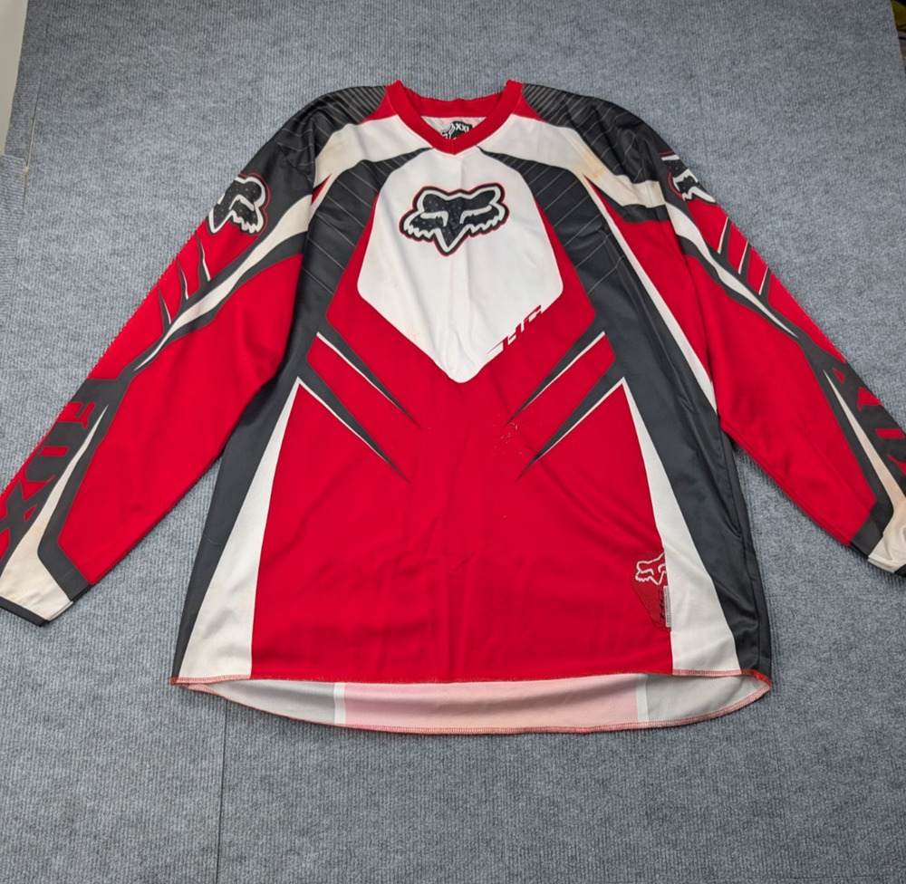 Fox Racing Jersey Mens XXL Motocross Y2K Dirt Bike Grunge Gear AOP Red Graphic